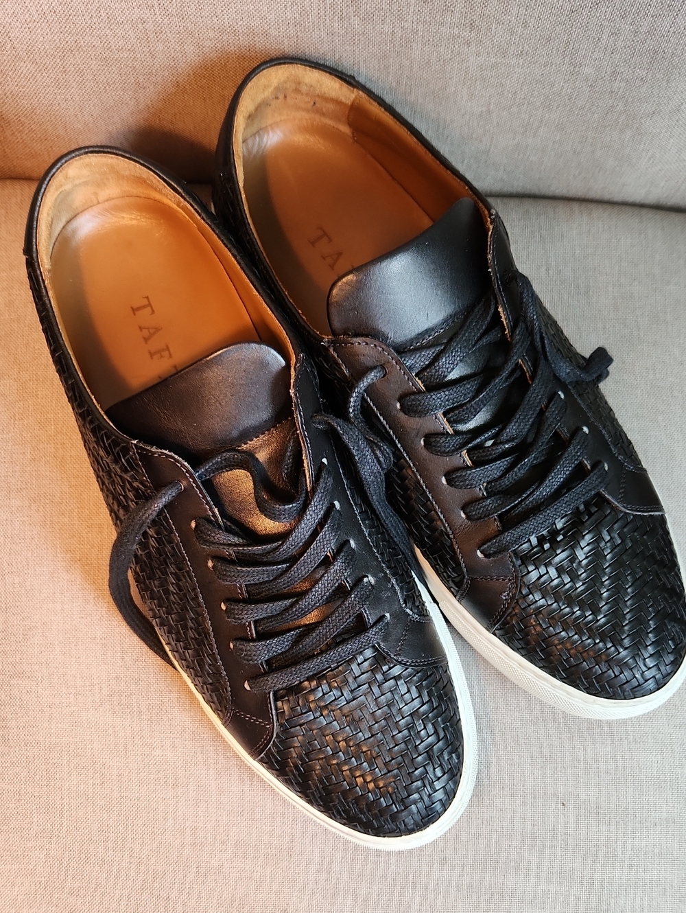 Black Woven Leather Men's Sneakers by TAFT